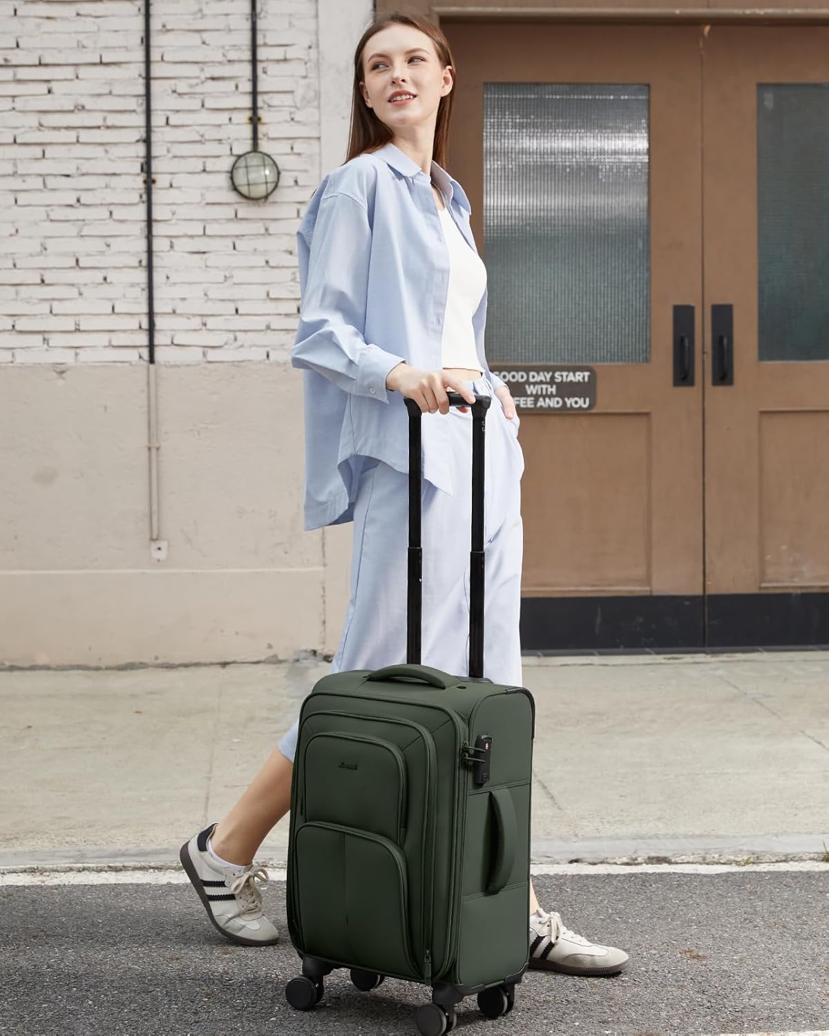 Carry On Luggage 22x14x9 Airline Approved, 22 Inch Softside Suitcases with Spinner Wheels, Lightweight Carry-on Suitcase with TSA Lock for Women Men, Large Luggage for Travel Business Trip