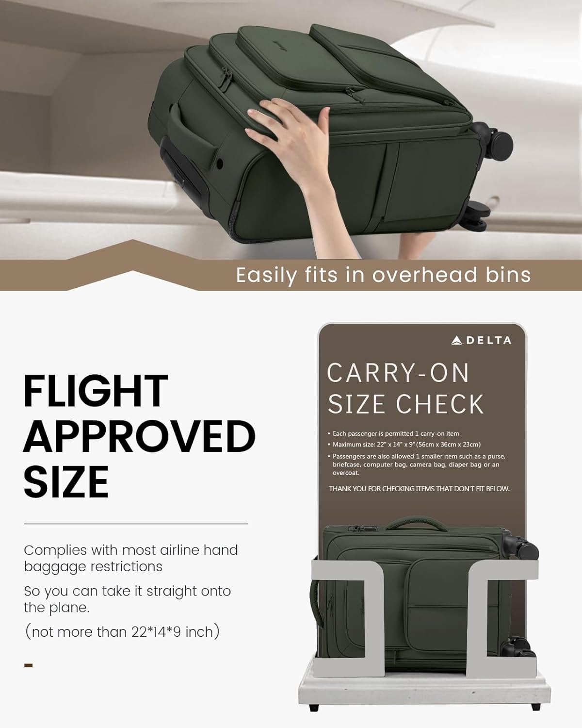 Carry On Luggage 22x14x9 Airline Approved, 22 Inch Softside Suitcases with Spinner Wheels, Lightweight Carry-on Suitcase with TSA Lock for Women Men, Large Luggage for Travel Business Trip