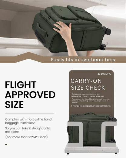 Carry On Luggage 22x14x9 Airline Approved, 22 Inch Softside Suitcases with Spinner Wheels, Lightweight Carry-on Suitcase with TSA Lock for Women Men, Large Luggage for Travel Business Trip