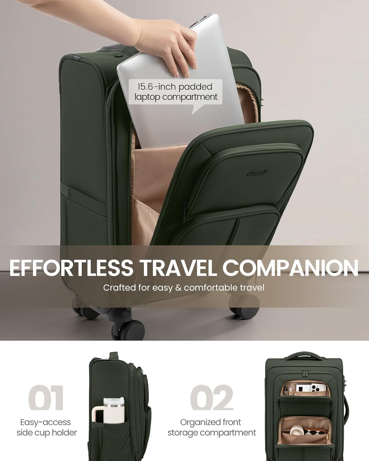 Carry On Luggage 22x14x9 Airline Approved, 22 Inch Softside Suitcases with Spinner Wheels, Lightweight Carry-on Suitcase with TSA Lock for Women Men, Large Luggage for Travel Business Trip