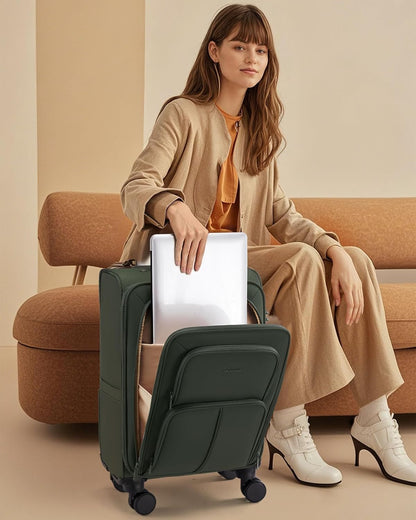 Carry On Luggage 22x14x9 Airline Approved, 22 Inch Softside Suitcases with Spinner Wheels, Lightweight Carry-on Suitcase with TSA Lock for Women Men, Large Luggage for Travel Business Trip