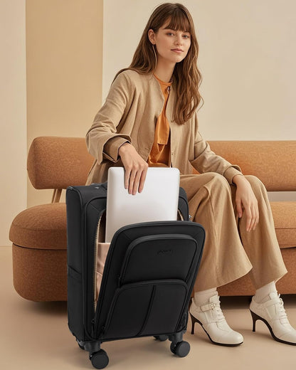 Carry On Luggage 22x14x9 Airline Approved, 22 Inch Softside Suitcases with Spinner Wheels, Lightweight Carry-on Suitcase with TSA Lock for Women Men, Large Luggage for Travel Business Trip