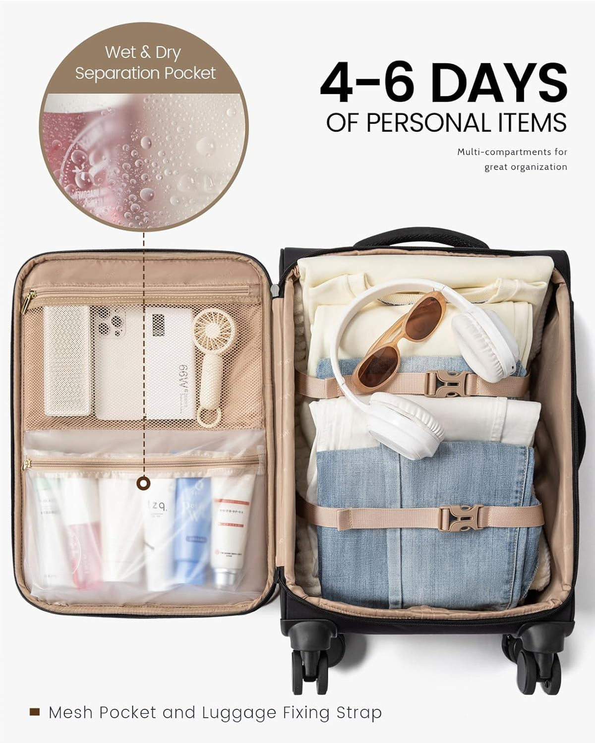 Carry On Luggage 22x14x9 Airline Approved, 22 Inch Softside Suitcases with Spinner Wheels, Lightweight Carry-on Suitcase with TSA Lock for Women Men, Large Luggage for Travel Business Trip