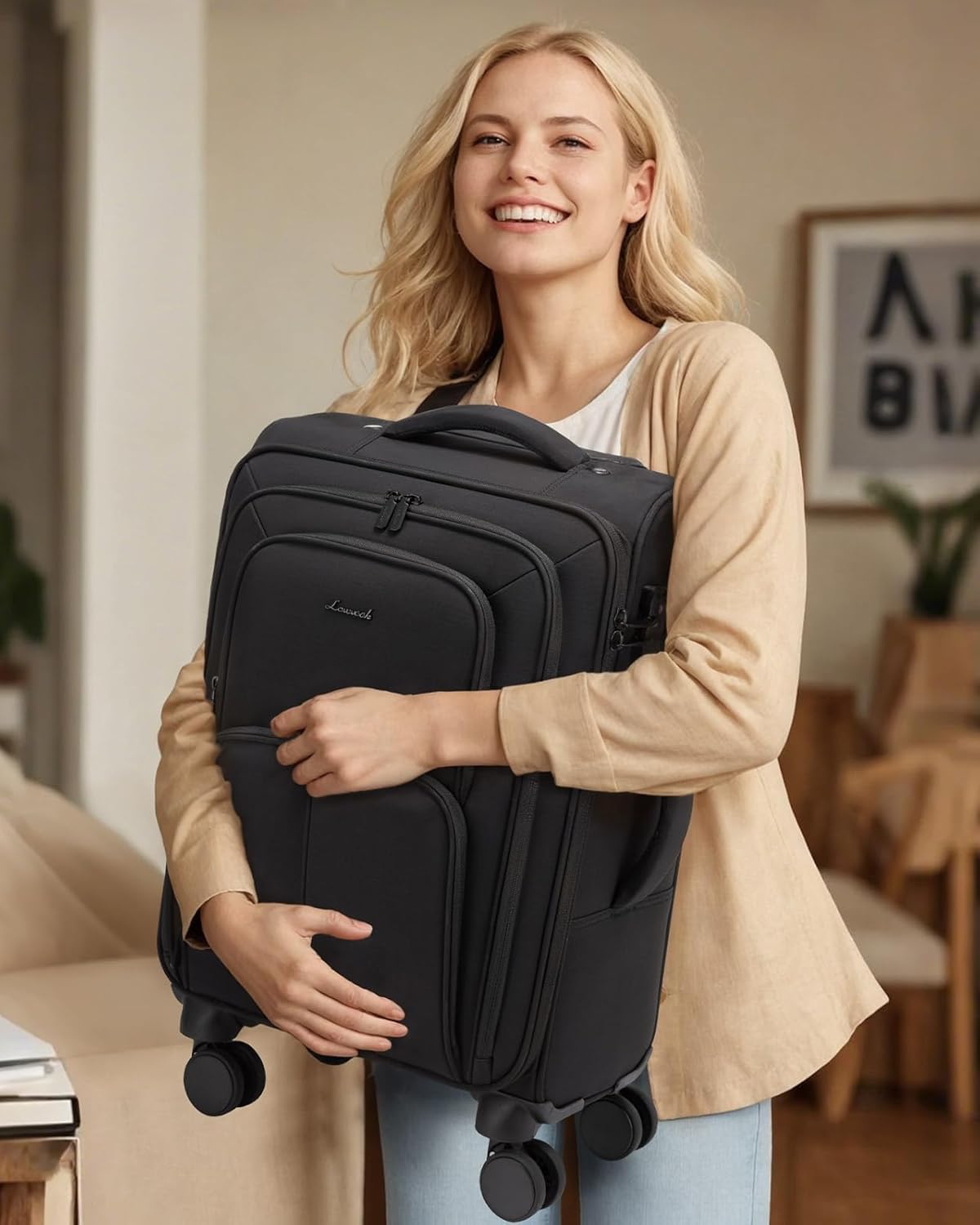 Carry On Luggage 22x14x9 Airline Approved, 22 Inch Softside Suitcases with Spinner Wheels, Lightweight Carry-on Suitcase with TSA Lock for Women Men, Large Luggage for Travel Business Trip