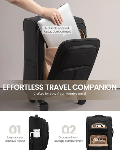 Carry On Luggage 22x14x9 Airline Approved, 22 Inch Softside Suitcases with Spinner Wheels, Lightweight Carry-on Suitcase with TSA Lock for Women Men, Large Luggage for Travel Business Trip