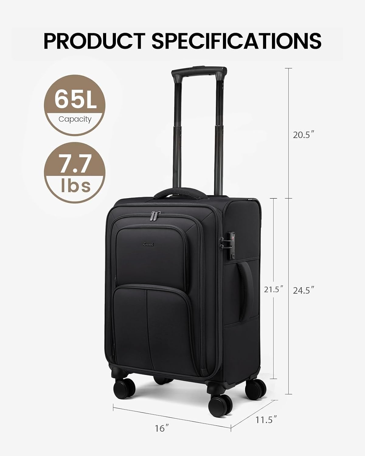 Carry On Luggage 22x14x9 Airline Approved, 22 Inch Softside Suitcases with Spinner Wheels, Lightweight Carry-on Suitcase with TSA Lock for Women Men, Large Luggage for Travel Business Trip