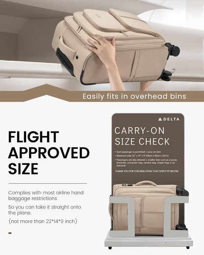 Carry On Luggage 22x14x9 Airline Approved, 22 Inch Softside Suitcases with Spinner Wheels, Lightweight Carry-on Suitcase with TSA Lock for Women Men, Large Luggage for Travel Business Trip