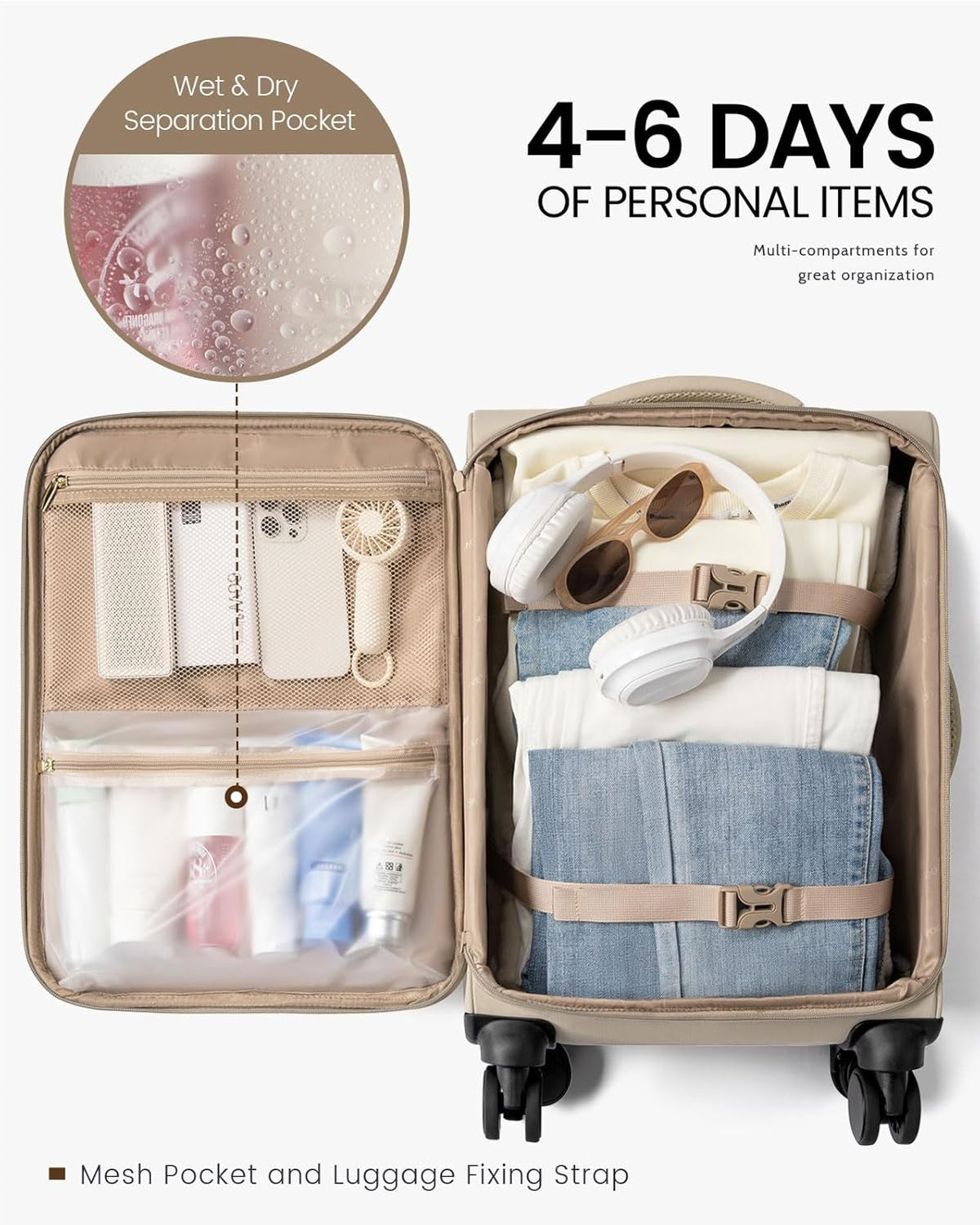 Carry On Luggage 22x14x9 Airline Approved, 22 Inch Softside Suitcases with Spinner Wheels, Lightweight Carry-on Suitcase with TSA Lock for Women Men, Large Luggage for Travel Business Trip