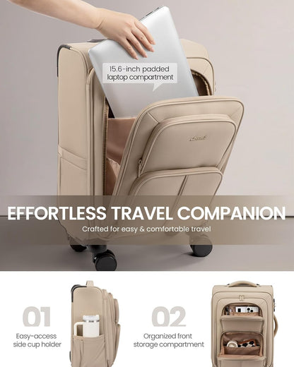Carry On Luggage 22x14x9 Airline Approved, 22 Inch Softside Suitcases with Spinner Wheels, Lightweight Carry-on Suitcase with TSA Lock for Women Men, Large Luggage for Travel Business Trip