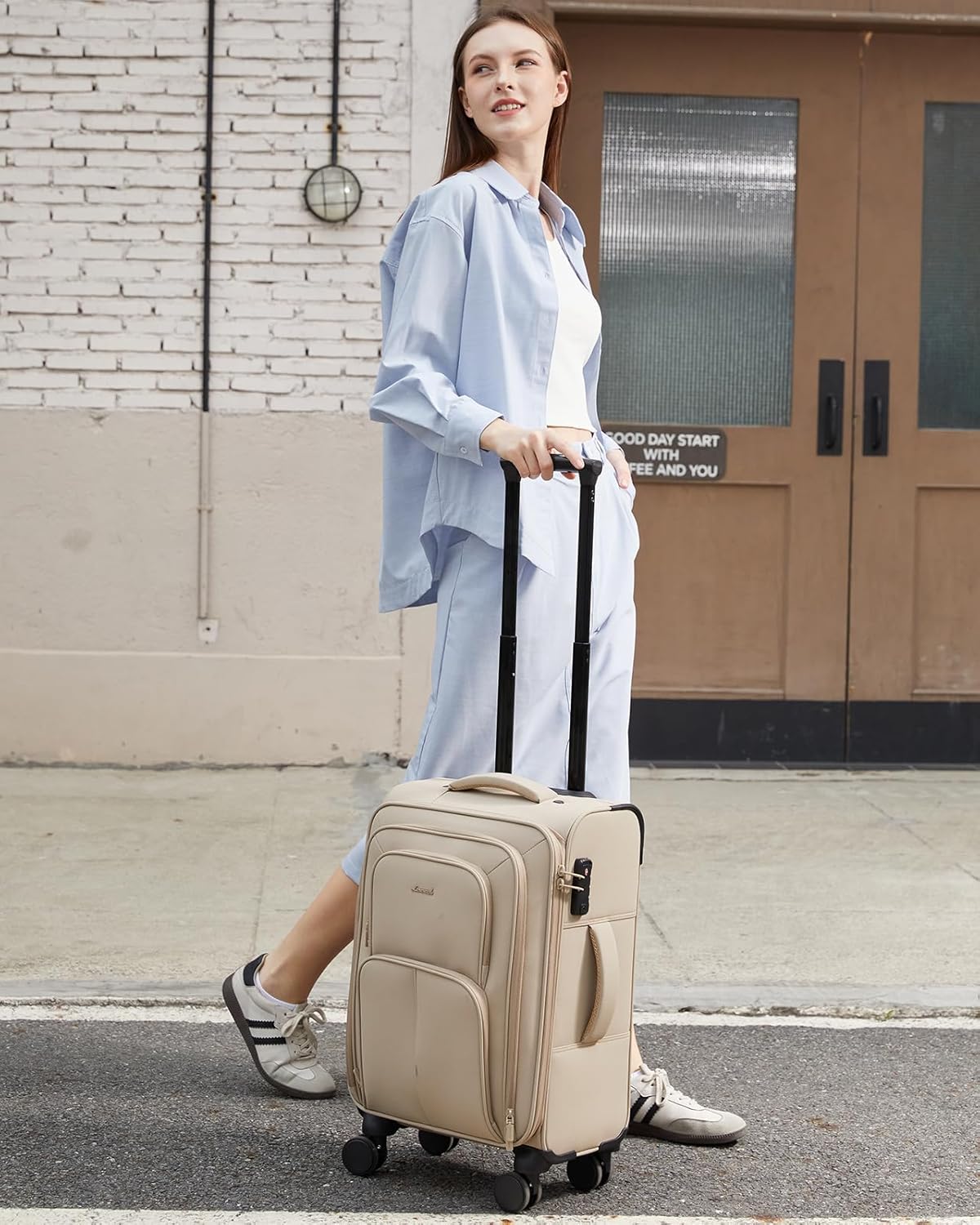 Carry On Luggage 22x14x9 Airline Approved, 22 Inch Softside Suitcases with Spinner Wheels, Lightweight Carry-on Suitcase with TSA Lock for Women Men, Large Luggage for Travel Business Trip