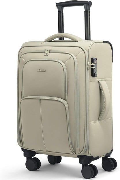 Carry On Luggage 22x14x9 Airline Approved, 22 Inch Softside Suitcases with Spinner Wheels, Lightweight Carry-on Suitcase with TSA Lock for Women Men, Large Luggage for Travel Business Trip