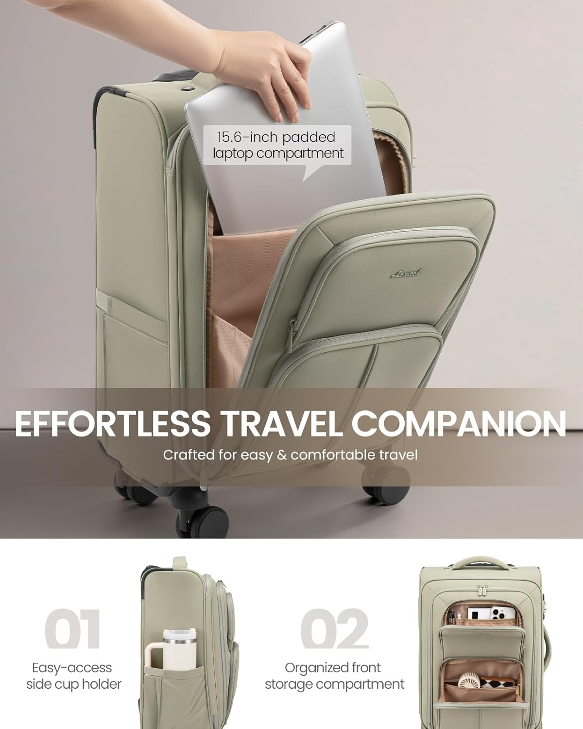 Carry On Luggage 22x14x9 Airline Approved, 22 Inch Softside Suitcases with Spinner Wheels, Lightweight Carry-on Suitcase with TSA Lock for Women Men, Large Luggage for Travel Business Trip