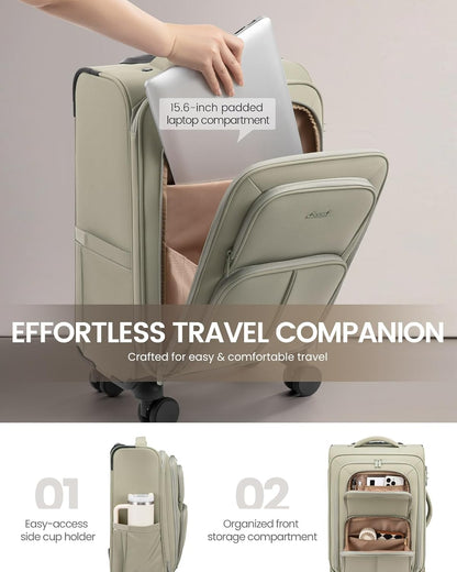 Carry On Luggage 22x14x9 Airline Approved, 22 Inch Softside Suitcases with Spinner Wheels, Lightweight Carry-on Suitcase with TSA Lock for Women Men, Large Luggage for Travel Business Trip