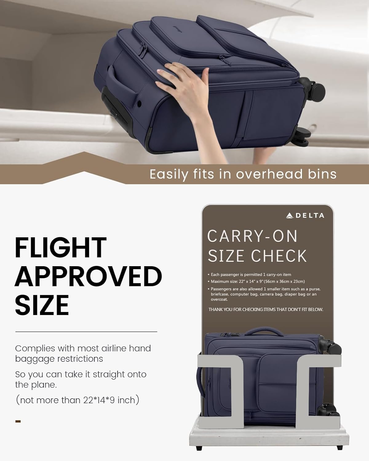 Carry On Luggage 22x14x9 Airline Approved, 22 Inch Softside Suitcases with Spinner Wheels, Lightweight Carry-on Suitcase with TSA Lock for Women Men, Large Luggage for Travel Business Trip