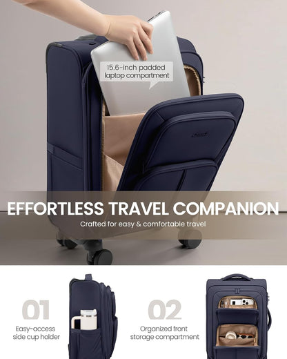 Carry On Luggage 22x14x9 Airline Approved, 22 Inch Softside Suitcases with Spinner Wheels, Lightweight Carry-on Suitcase with TSA Lock for Women Men, Large Luggage for Travel Business Trip