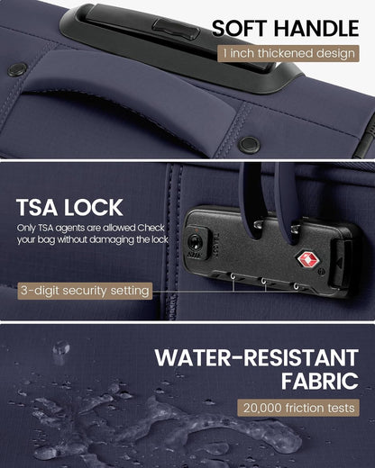 Carry On Luggage 22x14x9 Airline Approved, 22 Inch Softside Suitcases with Spinner Wheels, Lightweight Carry-on Suitcase with TSA Lock for Women Men, Large Luggage for Travel Business Trip