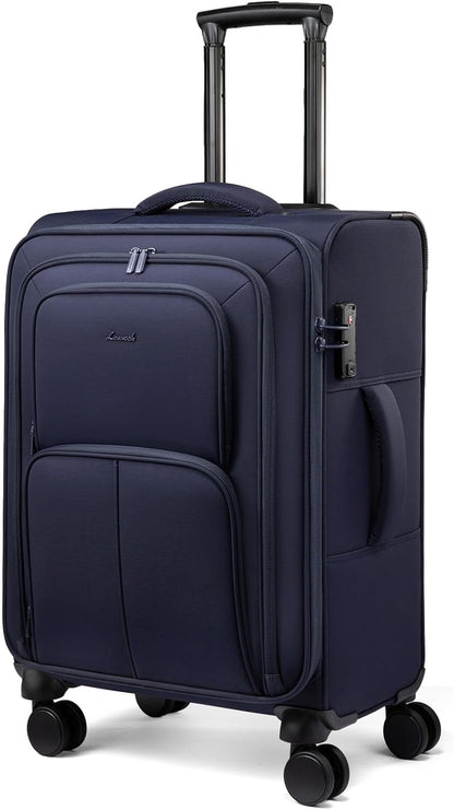 Carry On Luggage 22x14x9 Airline Approved, 22 Inch Softside Suitcases with Spinner Wheels, Lightweight Carry-on Suitcase with TSA Lock for Women Men, Large Luggage for Travel Business Trip