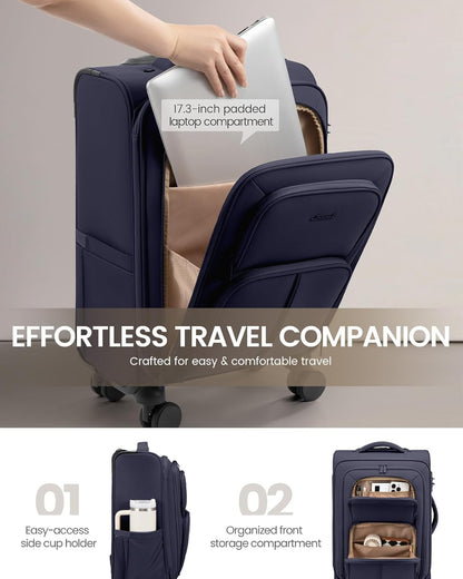 Carry On Luggage 22x14x9 Airline Approved, 22 Inch Softside Suitcases with Spinner Wheels, Lightweight Carry-on Suitcase with TSA Lock for Women Men, Large Luggage for Travel Business Trip