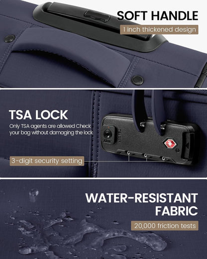 Carry On Luggage 22x14x9 Airline Approved, 22 Inch Softside Suitcases with Spinner Wheels, Lightweight Carry-on Suitcase with TSA Lock for Women Men, Large Luggage for Travel Business Trip