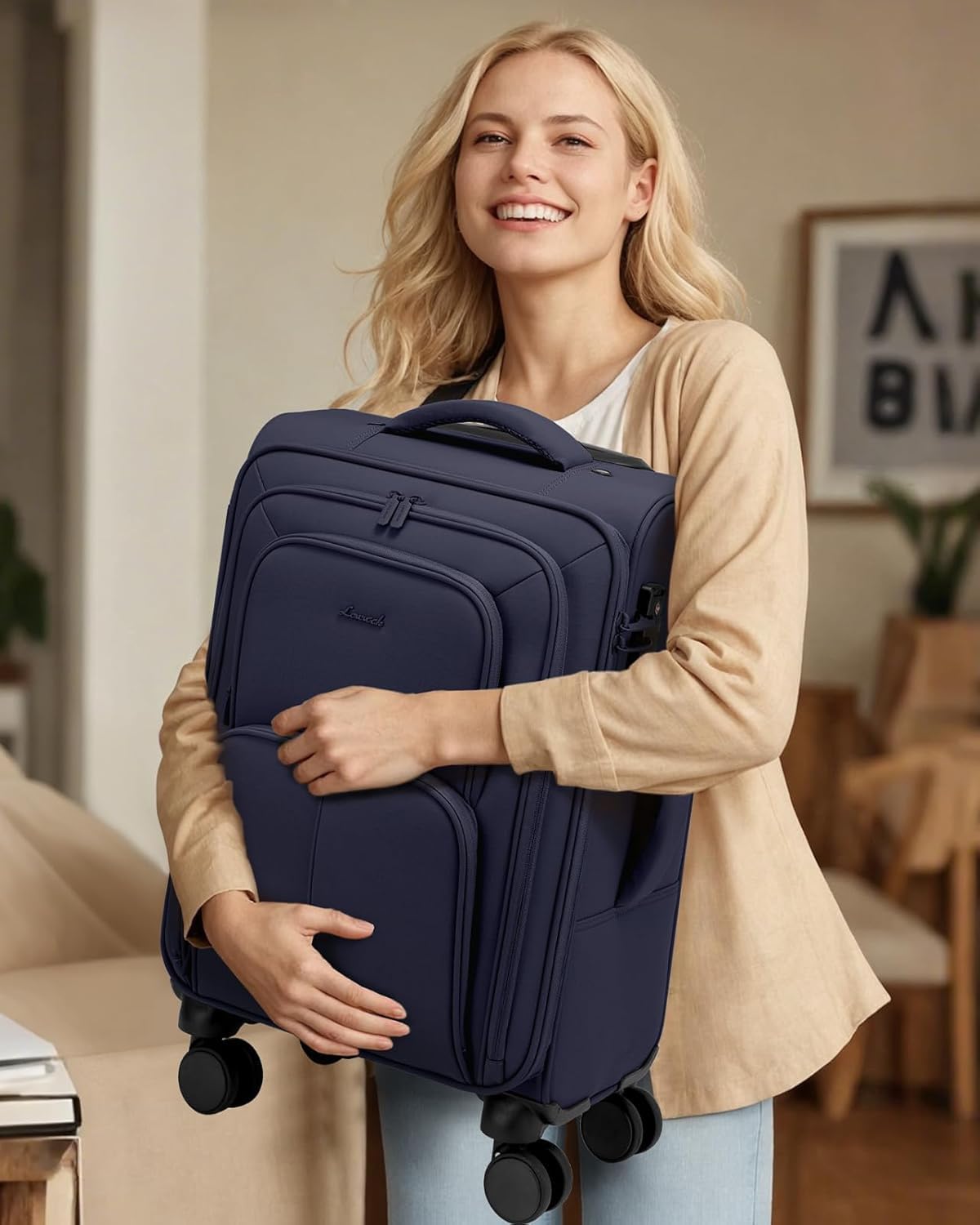 Carry On Luggage 22x14x9 Airline Approved, 22 Inch Softside Suitcases with Spinner Wheels, Lightweight Carry-on Suitcase with TSA Lock for Women Men, Large Luggage for Travel Business Trip