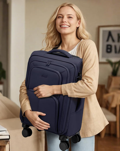 Carry On Luggage 22x14x9 Airline Approved, 22 Inch Softside Suitcases with Spinner Wheels, Lightweight Carry-on Suitcase with TSA Lock for Women Men, Large Luggage for Travel Business Trip