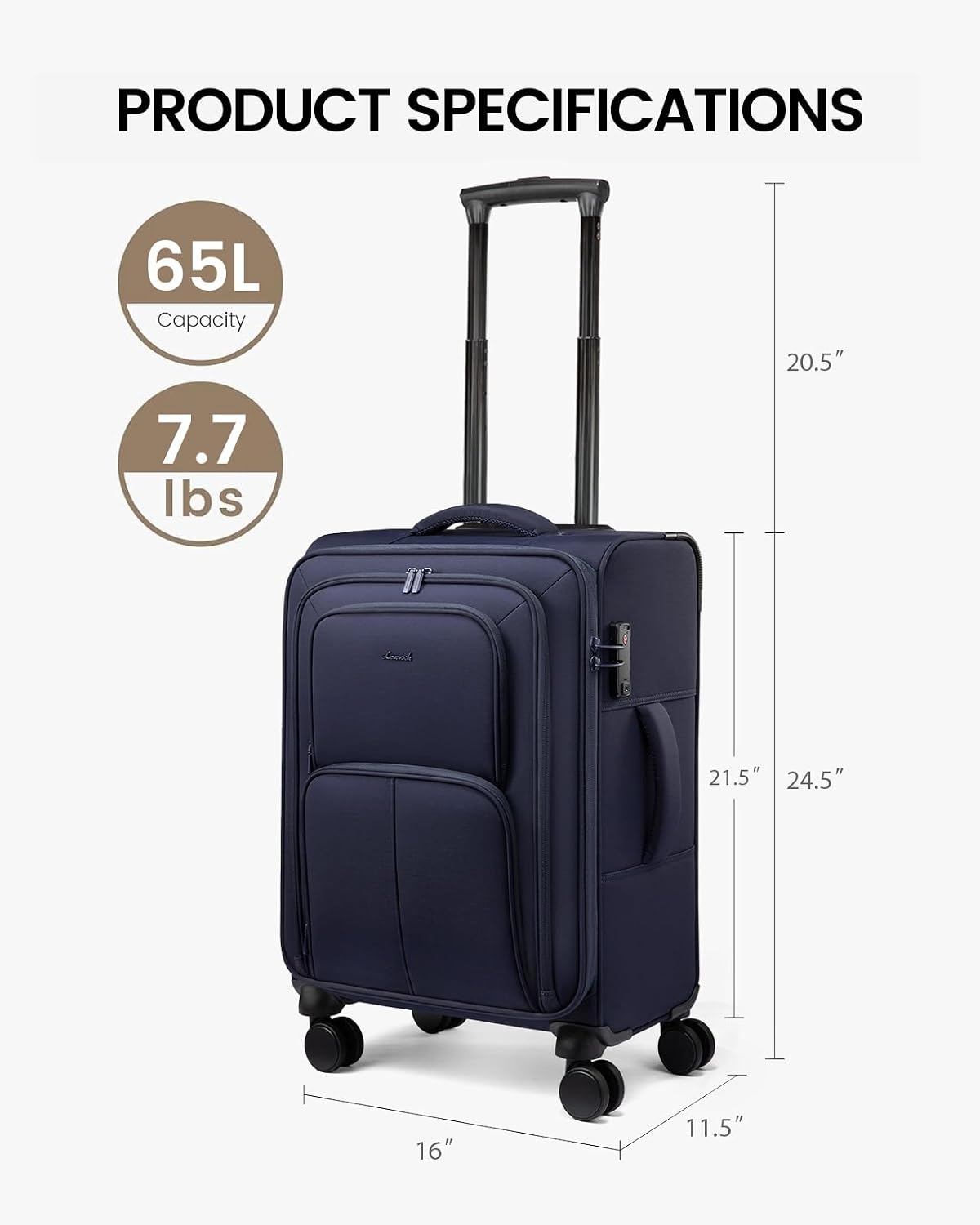 Carry On Luggage 22x14x9 Airline Approved, 22 Inch Softside Suitcases with Spinner Wheels, Lightweight Carry-on Suitcase with TSA Lock for Women Men, Large Luggage for Travel Business Trip