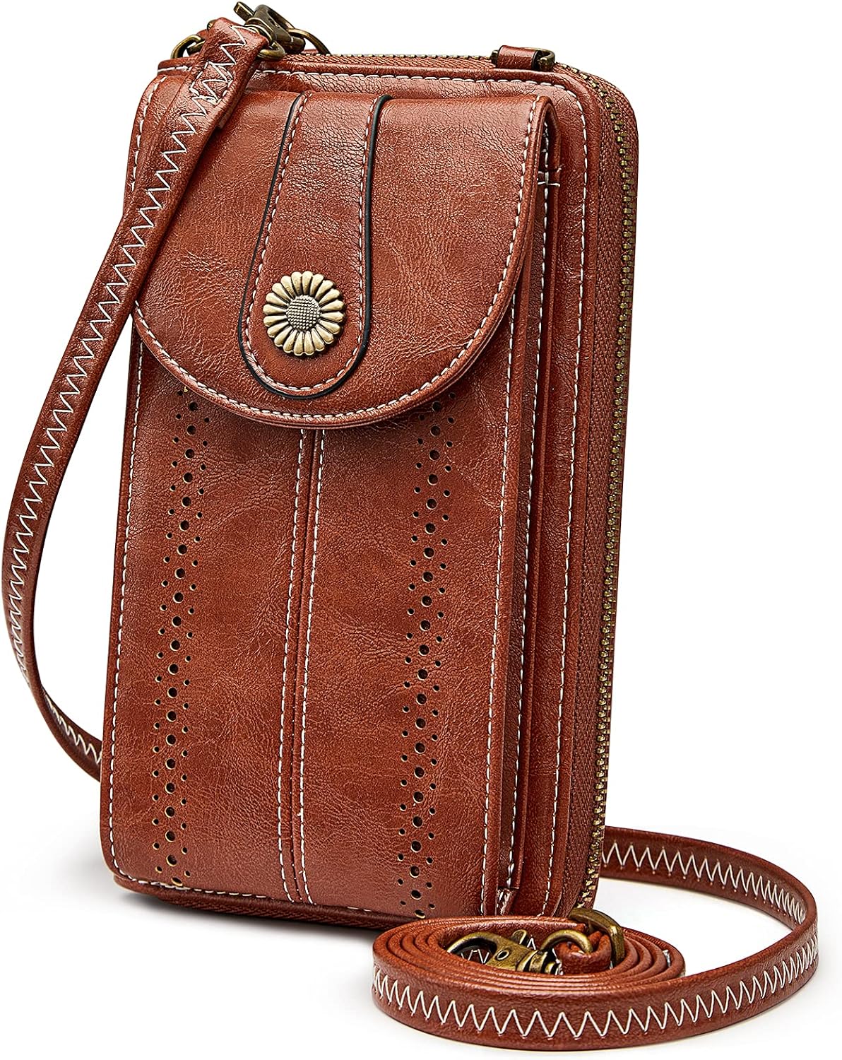 Women RFID Blocking Crossbody Cell Phone Purse PU Leather Wallet | Card Slots, Anti-theft, Multi Pockets, Detachable Adjustable Strap, Small, Travel Eveyday Shopping Outing