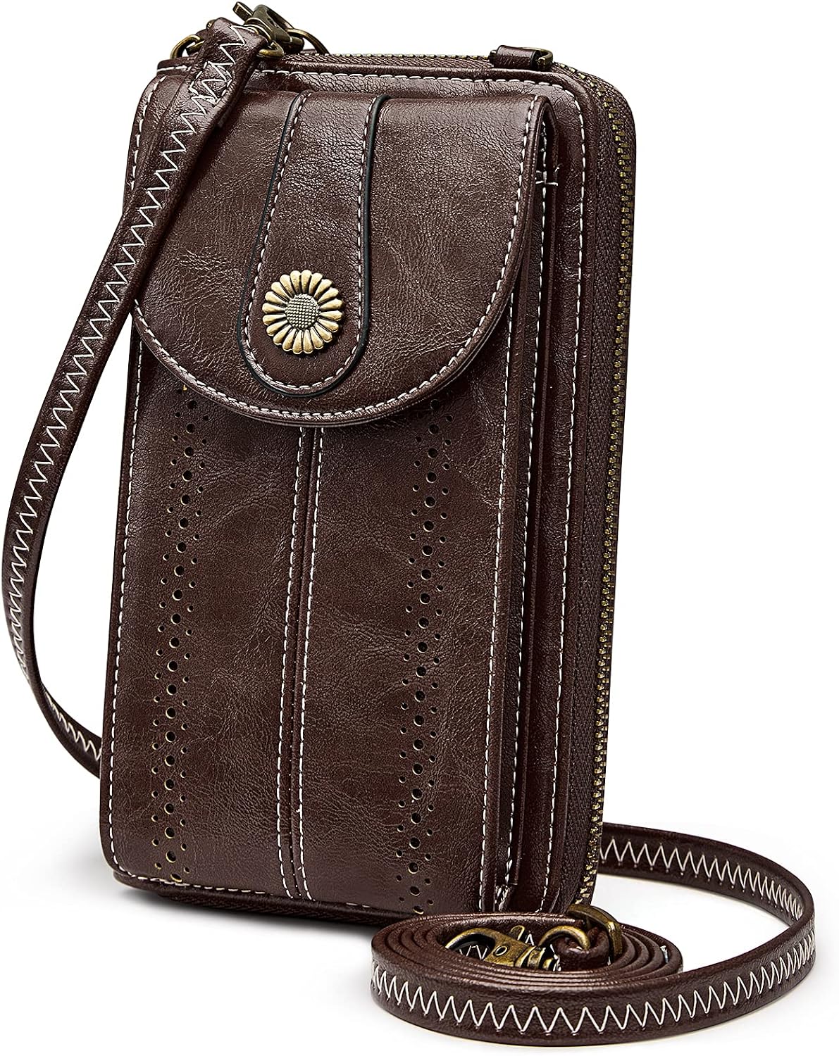 Women RFID Blocking Crossbody Cell Phone Purse PU Leather Wallet | Card Slots, Anti-theft, Multi Pockets, Detachable Adjustable Strap, Small, Travel Eveyday Shopping Outing