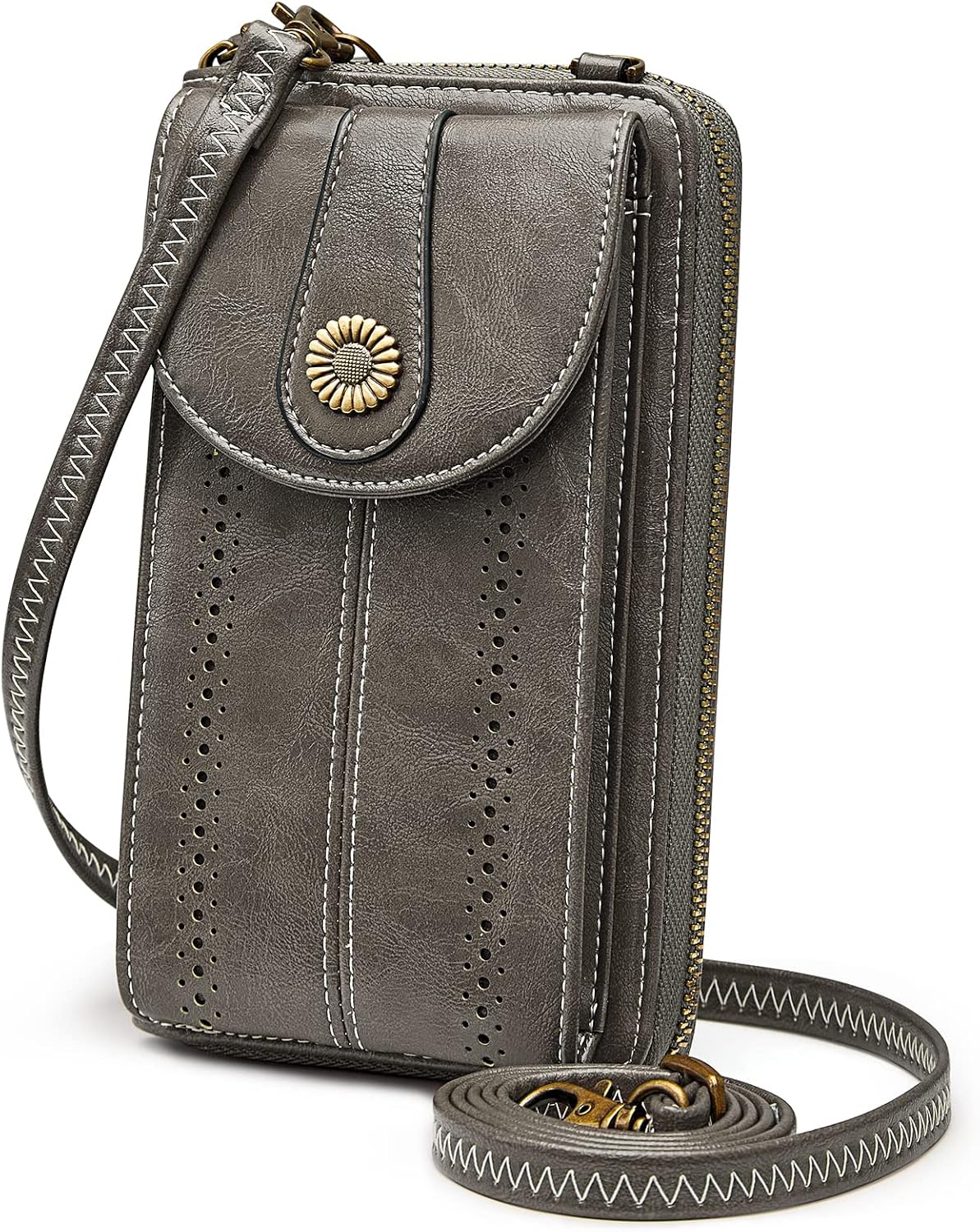 Women RFID Blocking Crossbody Cell Phone Purse PU Leather Wallet | Card Slots, Anti-theft, Multi Pockets, Detachable Adjustable Strap, Small, Travel Eveyday Shopping Outing