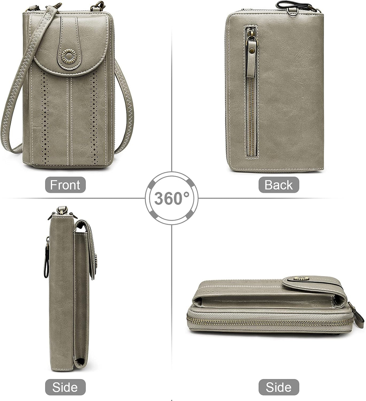 Women RFID Blocking Crossbody Cell Phone Purse PU Leather Wallet | Card Slots, Anti-theft, Multi Pockets, Detachable Adjustable Strap, Small, Travel Eveyday Shopping Outing