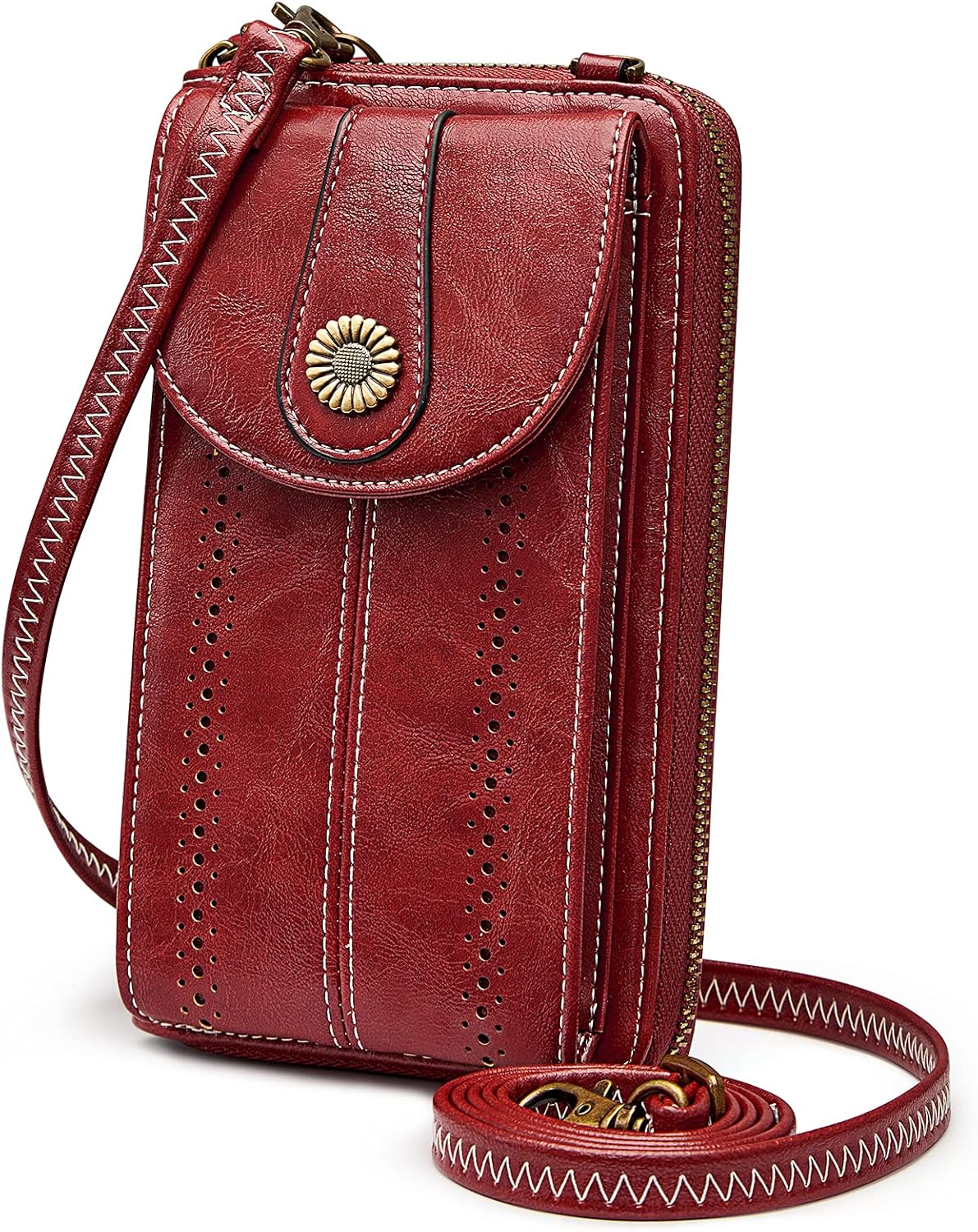 Women RFID Blocking Crossbody Cell Phone Purse PU Leather Wallet | Card Slots, Anti-theft, Multi Pockets, Detachable Adjustable Strap, Small, Travel Eveyday Shopping Outing