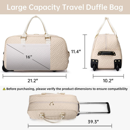 Duffle Bag for Travel, Weekender Bag with Shoe Compartment, Carry On Overnight Bag for Women with Toiletry Bag, Gym Bag with Wet Pocket, Hospital Bags for Labor and Delivery Beige