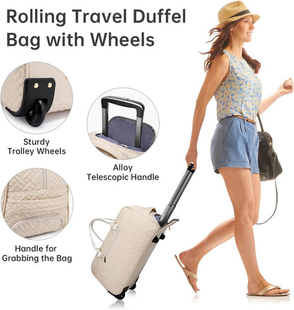 Duffle Bag for Travel, Weekender Bag with Shoe Compartment, Carry On Overnight Bag for Women with Toiletry Bag, Gym Bag with Wet Pocket, Hospital Bags for Labor and Delivery Beige