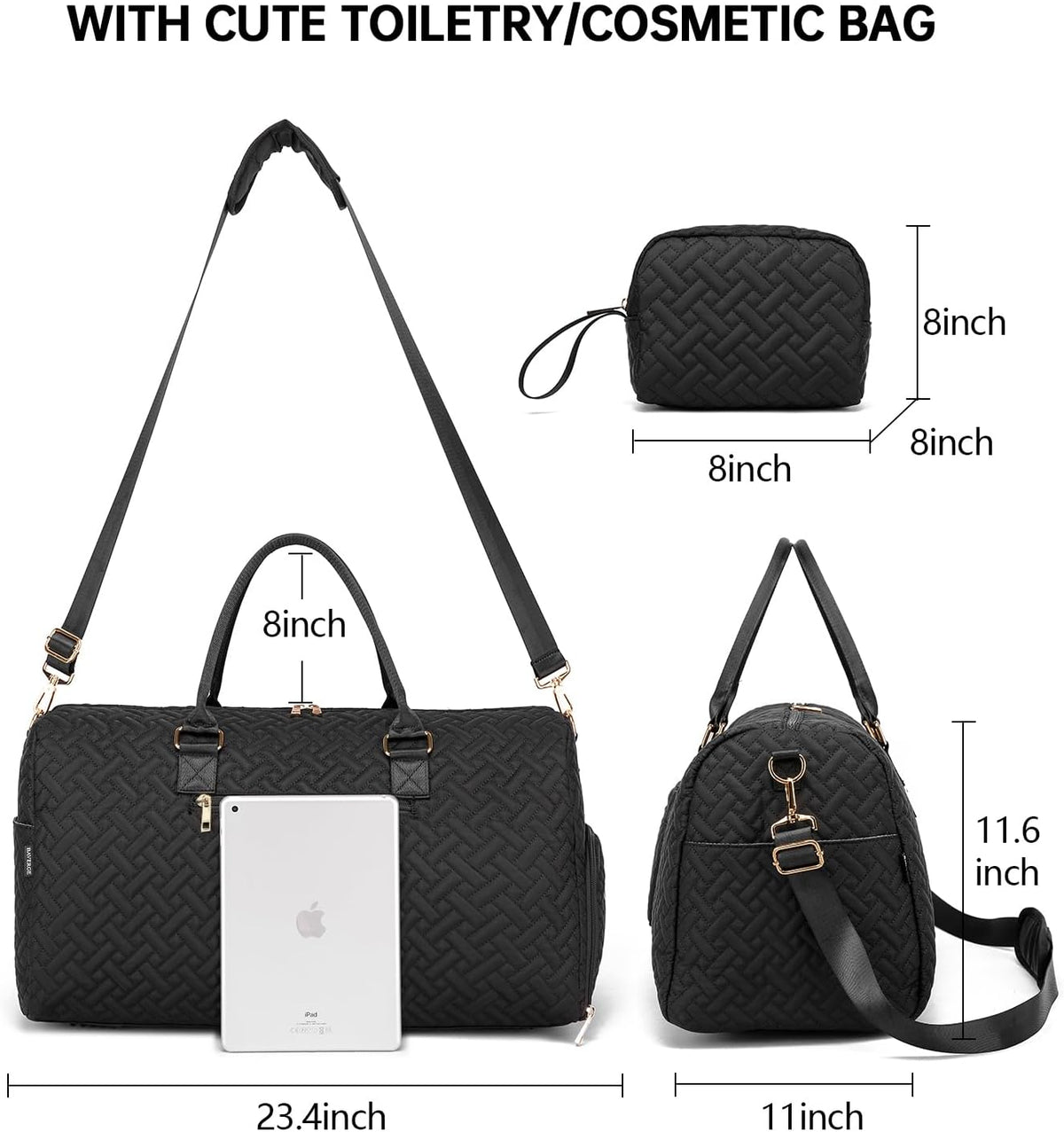 Duffle Bag for Travel, Weekender Bag with Shoe Compartment, Carry On Overnight Bag for Women with Toiletry Bag, Gym Bag with Wet Pocket, Hospital Bags for Labor and Delivery Beige
