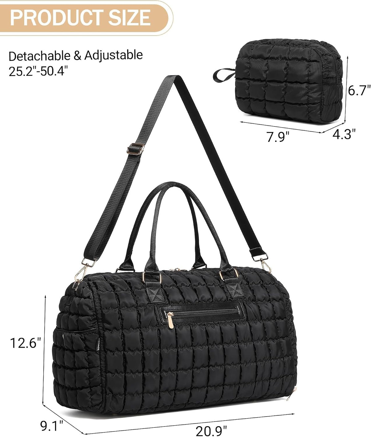 Duffle Bag for Travel, Weekender Bag with Shoe Compartment, Carry On Overnight Bag for Women with Toiletry Bag, Gym Bag with Wet Pocket, Hospital Bags for Labor and Delivery Beige