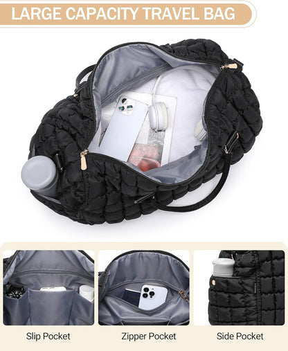 Duffle Bag for Travel, Weekender Bag with Shoe Compartment, Carry On Overnight Bag for Women with Toiletry Bag, Gym Bag with Wet Pocket, Hospital Bags for Labor and Delivery Beige