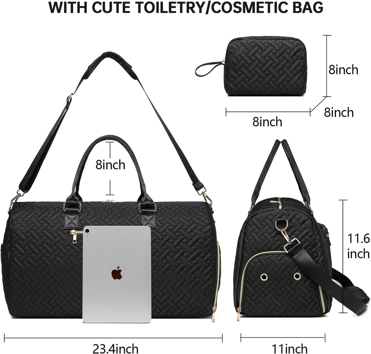 Duffle Bag for Travel, Weekender Bag with Shoe Compartment, Carry On Overnight Bag for Women with Toiletry Bag, Gym Bag with Wet Pocket, Hospital Bags for Labor and Delivery Beige