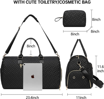 Duffle Bag for Travel, Weekender Bag with Shoe Compartment, Carry On Overnight Bag for Women with Toiletry Bag, Gym Bag with Wet Pocket, Hospital Bags for Labor and Delivery Beige