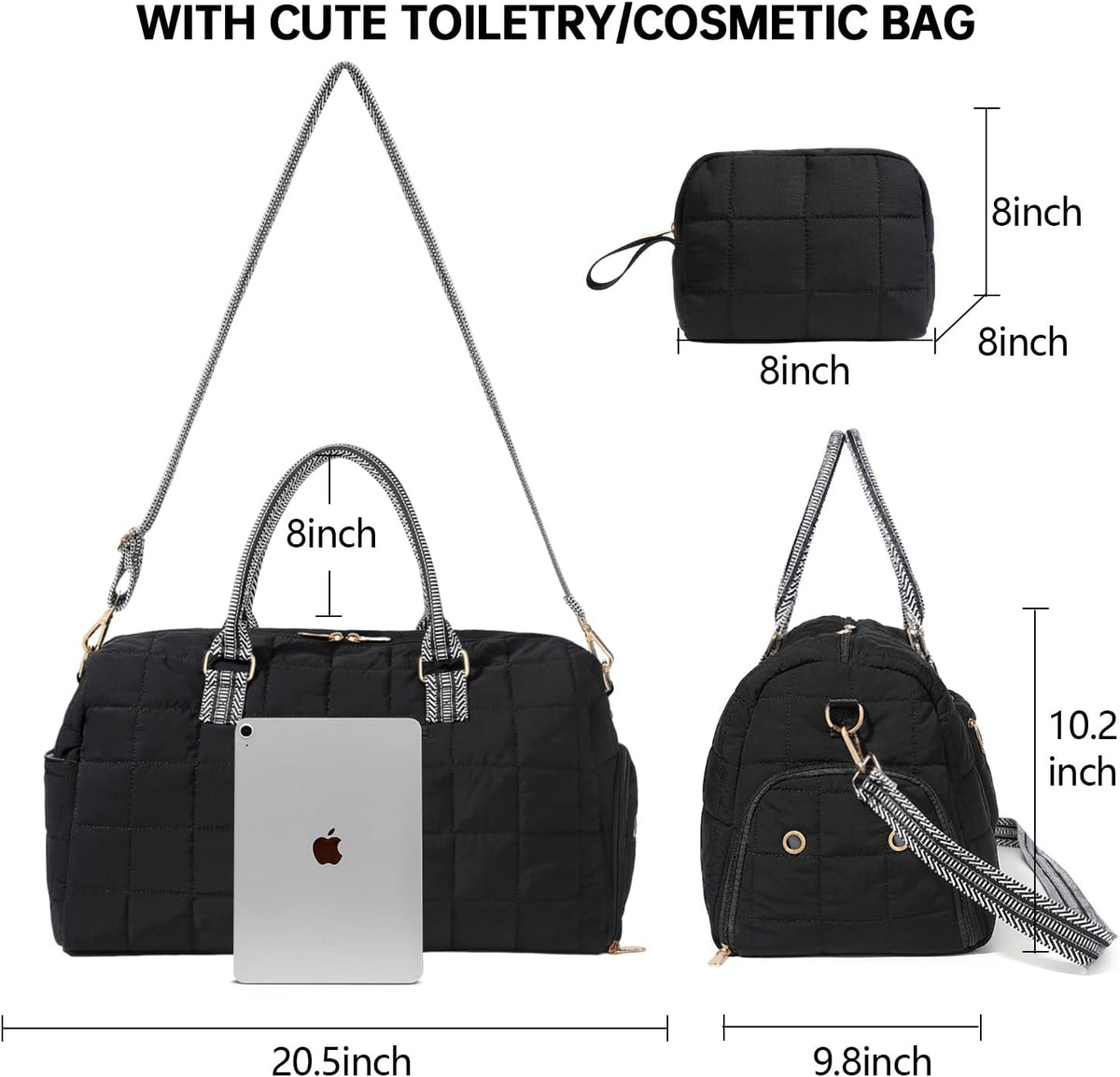 Duffle Bag for Travel, Weekender Bag with Shoe Compartment, Carry On Overnight Bag for Women with Toiletry Bag, Gym Bag with Wet Pocket, Hospital Bags for Labor and Delivery Beige