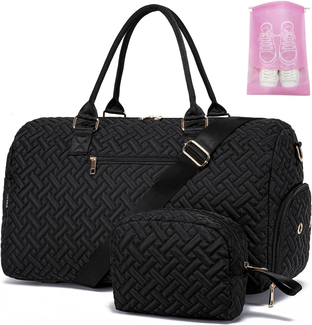 Duffle Bag for Travel, Weekender Bag with Shoe Compartment, Carry On Overnight Bag for Women with Toiletry Bag, Gym Bag with Wet Pocket, Hospital Bags for Labor and Delivery Beige