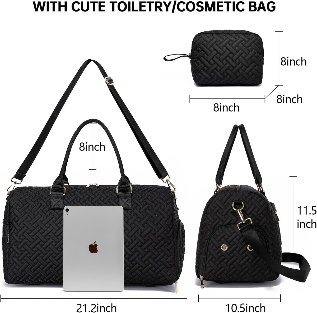 Duffle Bag for Travel, Weekender Bag with Shoe Compartment, Carry On Overnight Bag for Women with Toiletry Bag, Gym Bag with Wet Pocket, Hospital Bags for Labor and Delivery Beige