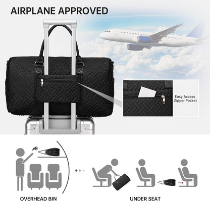 Duffle Bag for Travel, Weekender Bag with Shoe Compartment, Carry On Overnight Bag for Women with Toiletry Bag, Gym Bag with Wet Pocket, Hospital Bags for Labor and Delivery Beige