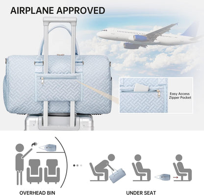 Duffle Bag for Travel, Weekender Bag with Shoe Compartment, Carry On Overnight Bag for Women with Toiletry Bag, Gym Bag with Wet Pocket, Hospital Bags for Labor and Delivery Beige