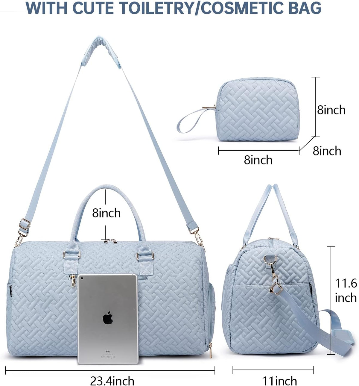 Duffle Bag for Travel, Weekender Bag with Shoe Compartment, Carry On Overnight Bag for Women with Toiletry Bag, Gym Bag with Wet Pocket, Hospital Bags for Labor and Delivery Beige