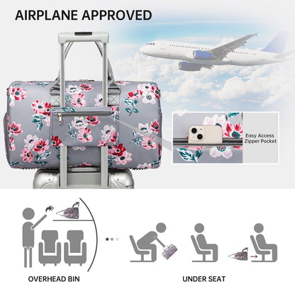 Duffle Bag for Travel, Weekender Bag with Shoe Compartment, Carry On Overnight Bag for Women with Toiletry Bag, Gym Bag with Wet Pocket, Hospital Bags for Labor and Delivery Beige