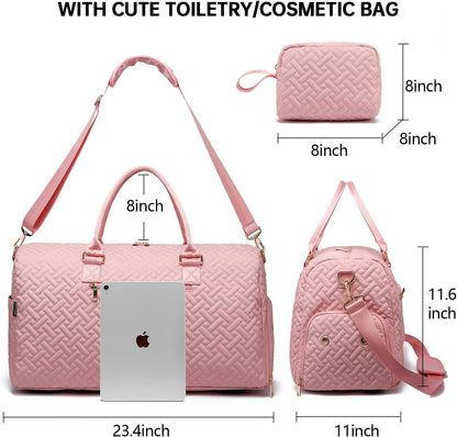 Duffle Bag for Travel, Weekender Bag with Shoe Compartment, Carry On Overnight Bag for Women with Toiletry Bag, Gym Bag with Wet Pocket, Hospital Bags for Labor and Delivery Beige