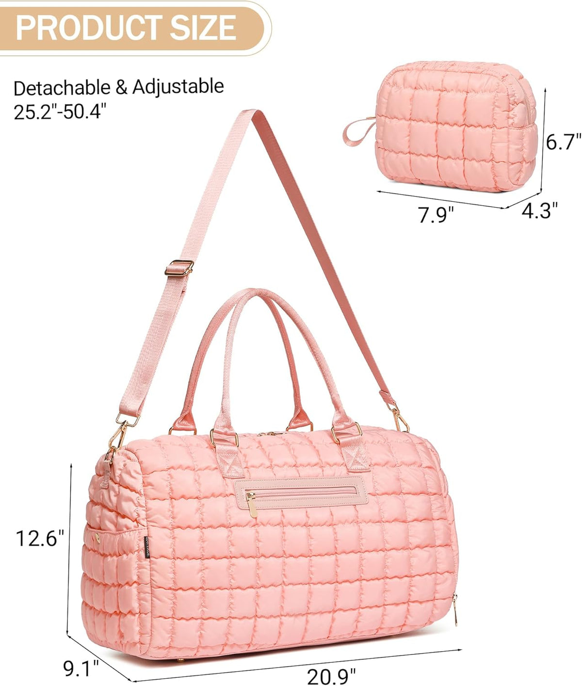 Duffle Bag for Travel, Weekender Bag with Shoe Compartment, Carry On Overnight Bag for Women with Toiletry Bag, Gym Bag with Wet Pocket, Hospital Bags for Labor and Delivery Beige