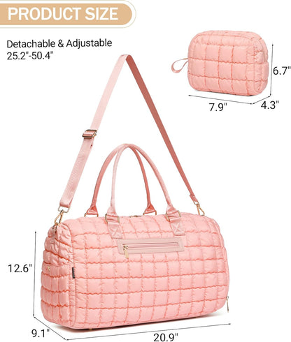 Duffle Bag for Travel, Weekender Bag with Shoe Compartment, Carry On Overnight Bag for Women with Toiletry Bag, Gym Bag with Wet Pocket, Hospital Bags for Labor and Delivery Beige