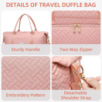 Duffle Bag for Travel, Weekender Bag with Shoe Compartment, Carry On Overnight Bag for Women with Toiletry Bag, Gym Bag with Wet Pocket, Hospital Bags for Labor and Delivery Beige