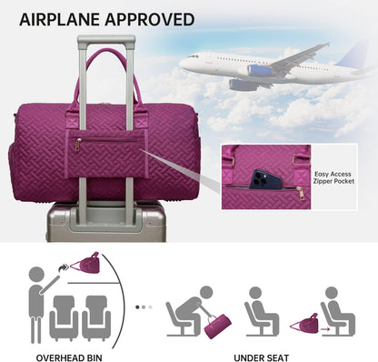 Duffle Bag for Travel, Weekender Bag with Shoe Compartment, Carry On Overnight Bag for Women with Toiletry Bag, Gym Bag with Wet Pocket, Hospital Bags for Labor and Delivery Beige
